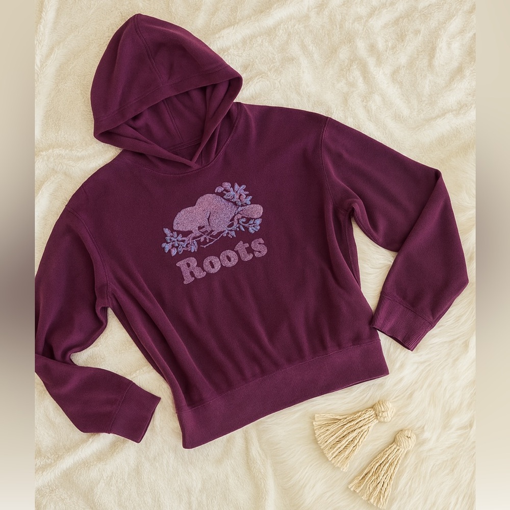 Roots soft hoodie in deep purple size youth XXL 13-14 years